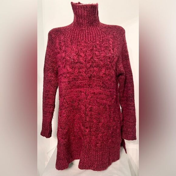 Free People Oversized Sweater Plum Turtleneck High/Low XS Sweater - Picture 1 of 5